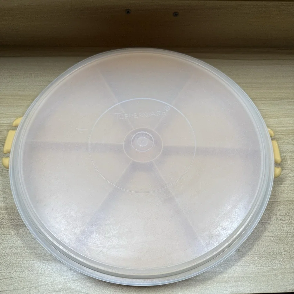 Vintage Tupperware Divided Party Susan Serving Tray 405 With Lid 224‎ Yellow